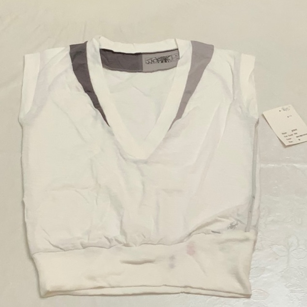 Spyder VNECK SLUB ATHLETIC TOP - White/Grey